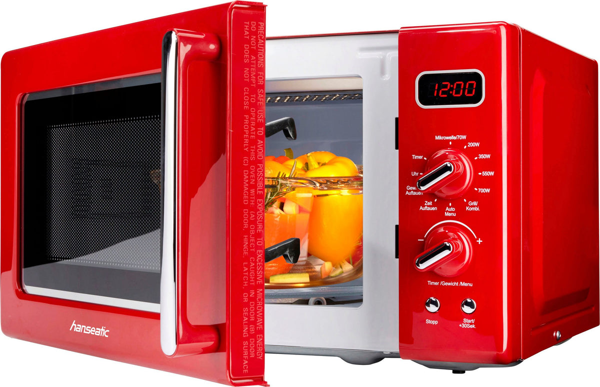 Hanseatic Magnetron AG720CE6-PM – 20 liter – 700 W – Grill 1000 W – Retro rood – 44 x 26 x 36 cm