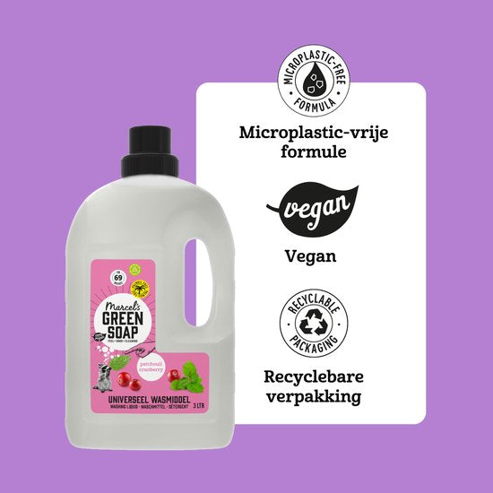 Marcel's Green Soap Wasmiddel Universeel Patchouli & Cranberry - 3 liter - 69 wasbeurten