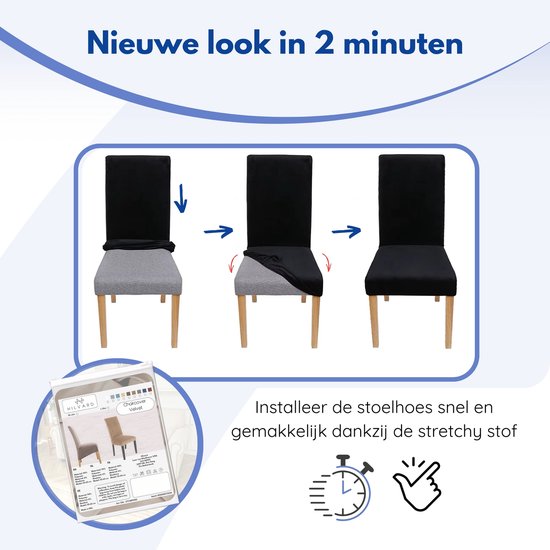 Hilvard Stoelhoes - Stoelhoezen eetkamerstoelen - Velvet - Stretch - Ivoor