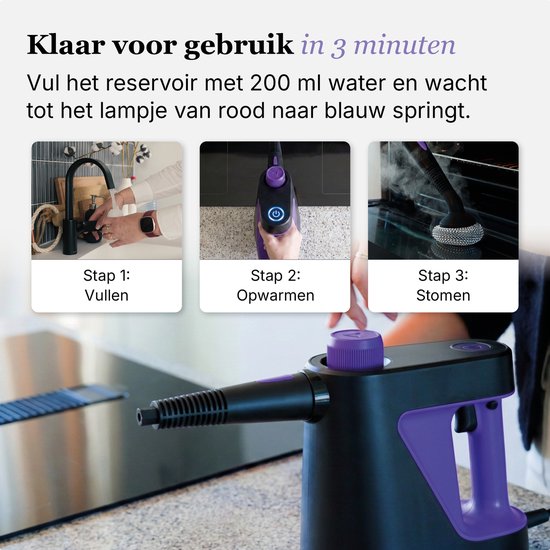 Motionflow 11-Delige Handstoomreiniger PRO - Krachtige 1000W 3,5 bar Stoomreiniger - Reinigingsmachine voor Badkamer, Bank en Vloer - Steam Cleaner Vlekkenreiniger - 3 Meter Stroomkabel