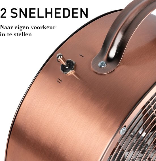 Lifetime Air Tafelventilator – 2 Snelheden – 20 W – 26 x 12 x 31 cm – Koper