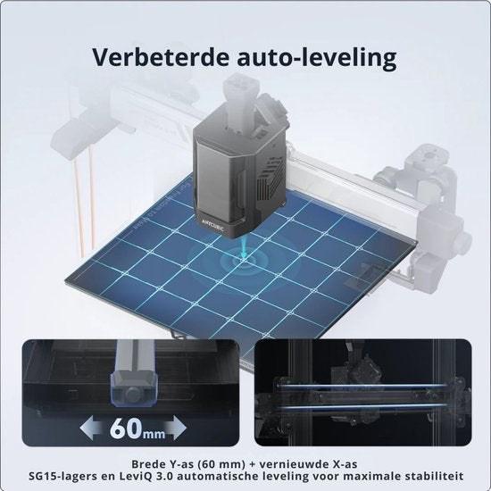 Anycubic Kobra 3 V2 Combo 3D Printer – 4/8-Kleuren ACE Pro Multicolor – 600 mm/s Snelheid – LeviQ 3.0 Auto-Leveling – 255×255×260 mm Bouwvolume – Vibratiecompensatie – 720p Camera – Direct Printklaar