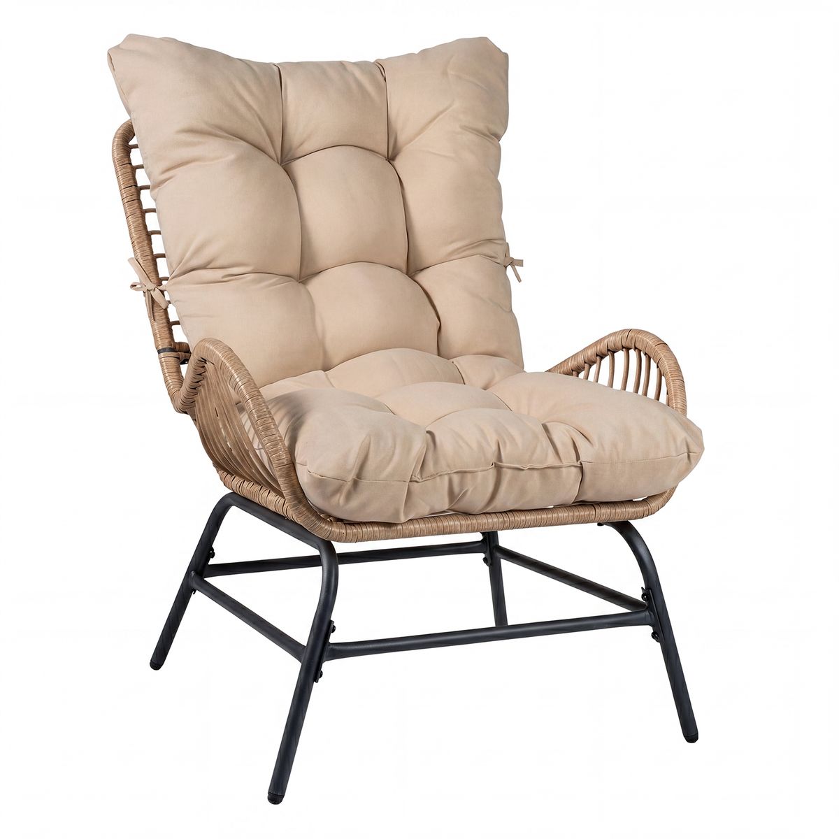 Coast Rotan tuinstoel - ergonomisch ontwerp - inclusief dik kussen - beige - 1 stuks
