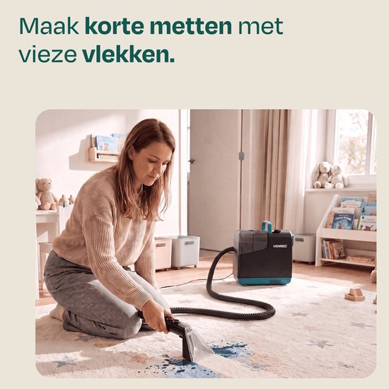 VONROC Vlekkenreiniger met stoomfunctie - Tapijtreiniger - Stoomreiniger - 1350W - 16kPa zuigkracht - incl. opzetstukken en schoonmaakmiddel