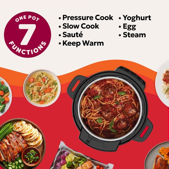 Instant Pot Rio XL 7,1L Multicooker - 7-in-1 Snelkookpan - Slowcooker - Rijstkoker - Stomer - 33% Meer Kookoppervlak - RVS Binnenpan - Tot 80% Energiebesparing