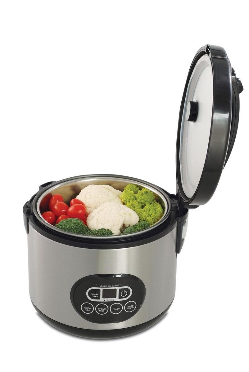 Solis Rice Cooker Duo Programm 817 Rice Cooker met Stomer - Rijstkoker en Stoomkoker - Stoompan - 23 x 23 x 24 cm - Zilver