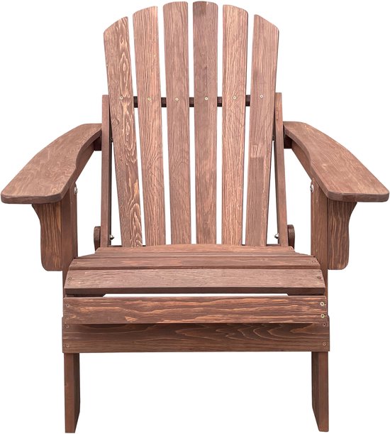 AXI Rosalie Adirondack Stoel Coffee – Houten loungestoel met armleuningen – Opklapbaar - Hoge rugleuning - Tuinstoel – 75,5 x 86,5 x 85 cm – FSC 100% Hemlockhout
