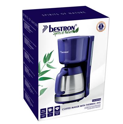 Bestron filterkoffiezetapparaat - ACM100SPNDB - 1 liter - 8 koppen - Marineblauw