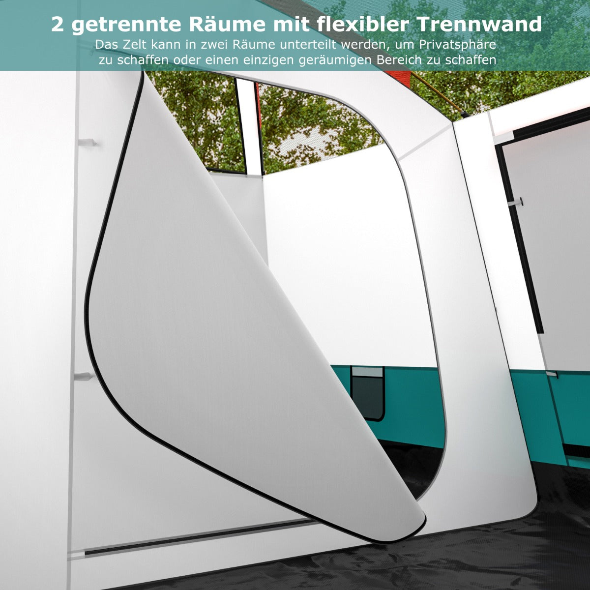 Coast Familietent met Luifel - 2 Kamers - 2 Ingangen - 320 x 210 x 180 cm - Groen