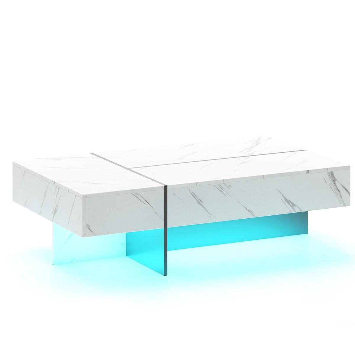 Coast Salontafel met ledverlichting - 3 opberglades - hoogglans - wit - 120 x 70 x 35 cm