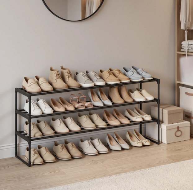 JOYFURNOS Schoenenrek 3-Laags - Zwart - 30 x 116 x 55 cm - Tot 18 Paar Schoenen