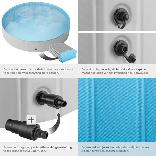 tectake® Hondenzwembad - Hondenpool- Zwembad voor honden - Ballenbak - Opvouwbaar - ⌀160 cm - Extra stevig - Eenvoudig te vullen en te legen