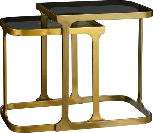 Mica Decorations Kevin Bijzettafel - Set van 2 - L48 x B37 x H52 cm - Metaal - Goud