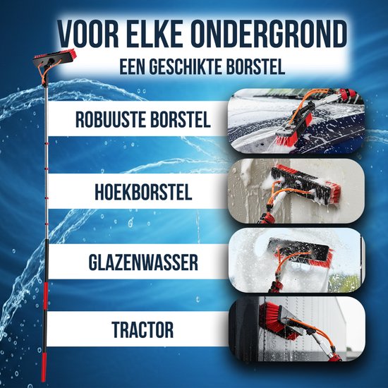 Aqualita® Telescopische Wasborstel 9M - Telescoopsteel Ramenwassen - Ramenwasser Telescopisch - Raamwisser met Telescoopsteel - Schrobber - Autowassen - Zonnepanelen Reiniger - Boeiboorden - Overkapping - Serre - Glazenwasserset - Zeepdispenser