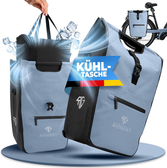 RADGEIST fietstas voor bagagedrager I fietstas shopper met uitneembare koeltas I boodschappentas & boodschappendraagtas 22-28 liter - blauw