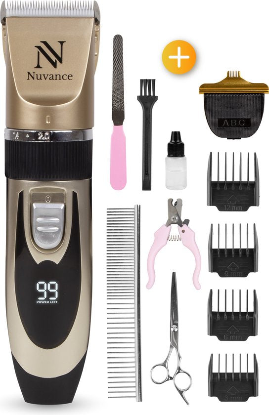 Nuvance - Hondentondeuse - Set - Stil - Draadloos - voor Hond & Kat - Professionele Hondentrimmer