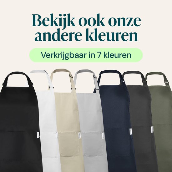 Castagnola keukenschort - Water- en vuilafstotend - Professioneel Kookschort - Schort voor Dames en Heren - Horeca Sloof - Unisex - Verstelbare Gesp - Extra Grote Vakken - Beige