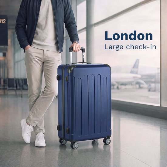 TRVLMORE Reiskoffer 110L – Hardcase ABS – 360° Wielen – 3-Cijferig Slot – Donkerblauw