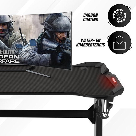 Bayt Game Bureau - Gaming Bureau - Gaming desk - Game Bureau met LED - Computer Tafel - 120 x 60 x 75 cm - Zwart