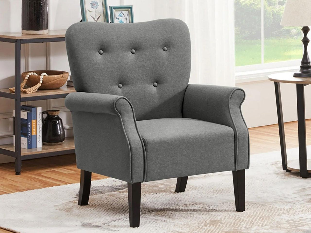 Relaxfauteuil 611622 - 74 x 72 x 94 cm - Donkergrijs - Houten Poten