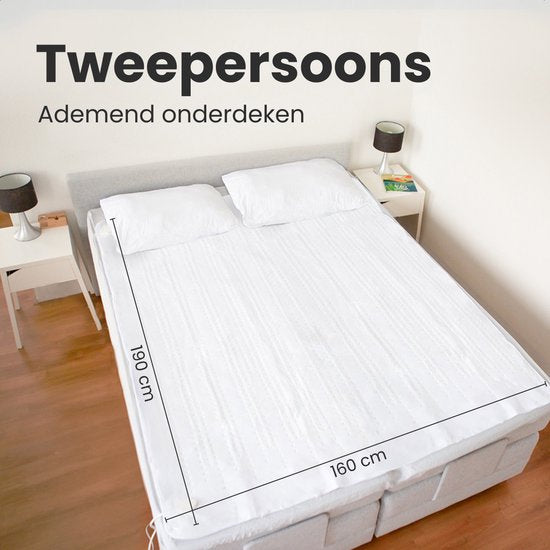 Auronic Elektrische Onderdeken XL - 190x160cm - 2 Persoons - Verwarmingsdeken - 2 Warmtezones - Wit