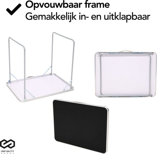 Infinity Goods Campingtafel - Inklapbaar - Tuintafel - 80x60x70 cm - Buiten/Binnen - Draaghandvat - Compact - Aluminium - Zwart