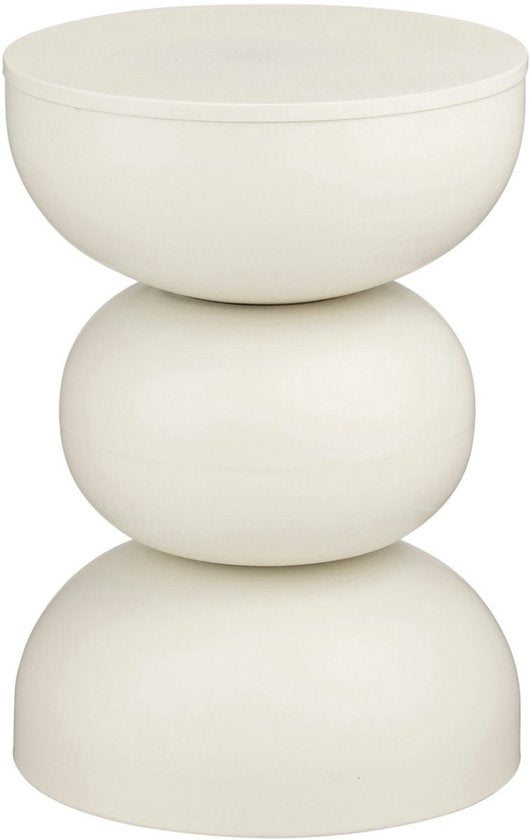Mica Decorations Luna Bijzettafel - Salontafel Rond voor de Woonkamer - Nachtkastje van Stevig IJzer voor de Slaapkamer - Rond Tafeltje voor Planten en Binnen - H46 x Ø32 cm - Off-white