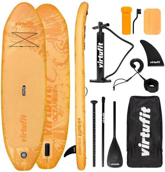 VirtuFit Ocean Opblaasbaar SUP Board 275 cm - Max. 150 kg - Complete Set - Inclusief Pomp, Peddel, Draagtas, Accessoires & GoPro-mount - Stand Up Paddle Board - Oranje