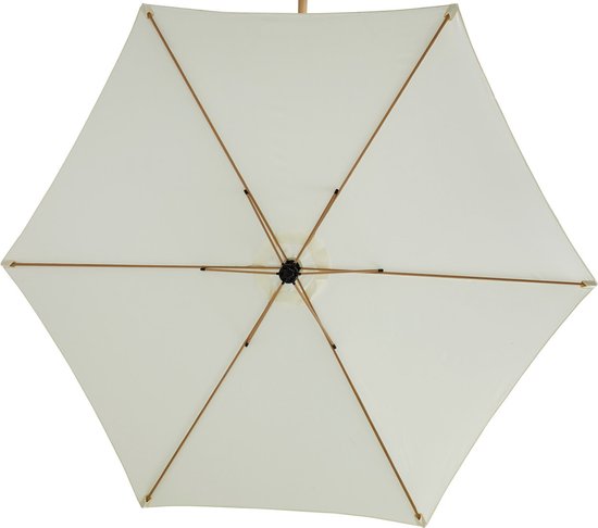Zwevende / Hangende Parasol - Creme - 300 cm breed - 250 cm Hoog - Houtlook - incl. hoes