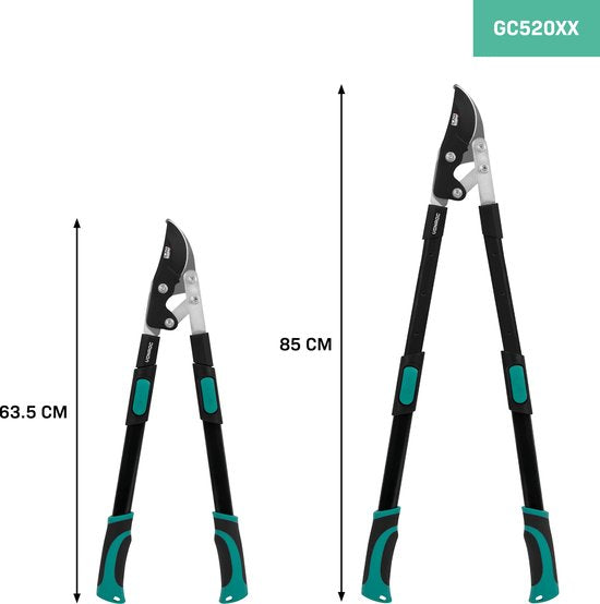 VONROC Takkenschaar – telescopisch – lengte: 63,5 - 85 cm – papegaaienbek – met ILAG anti-kleefcoating - voor takken tot Ø25mm
