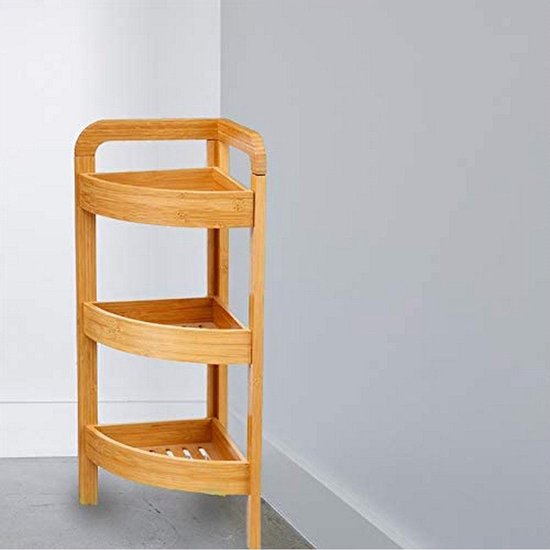 5Five Doucherekje/badkamerrekje hoek model - bamboe - 3 lagen - 23 x 61 cm