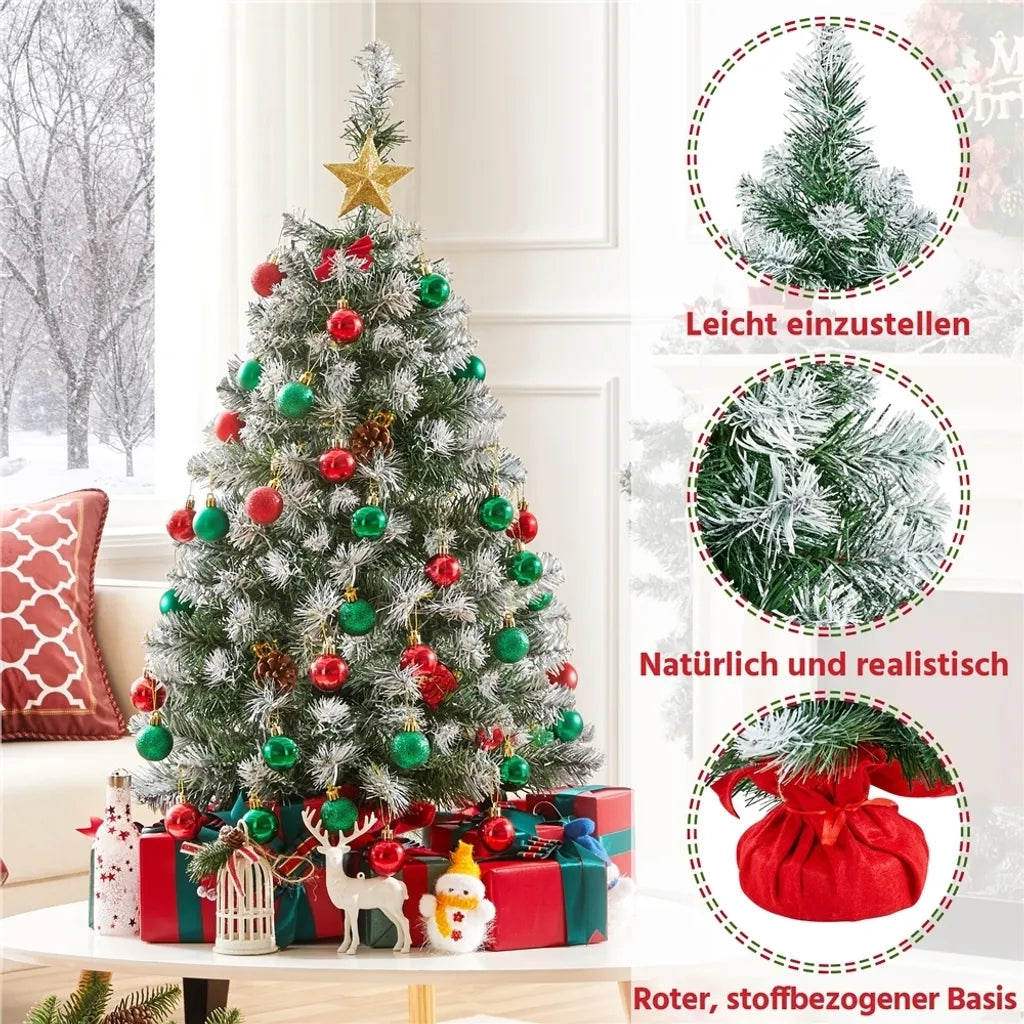 Yaheetech Kunstkerstboom - 90 cm - Sneeuweffect - Tafelmodel - 96 Takpunten - Standaard - Groen