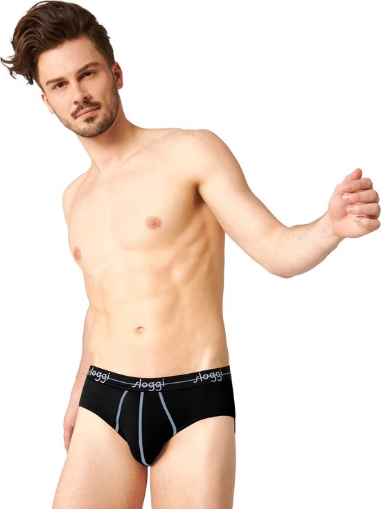 sloggi Start Midi 2-Pack Slip - Heren - Katoen/Elastaan - Regular Waist - Elastische Band - Zwart - Maat XL