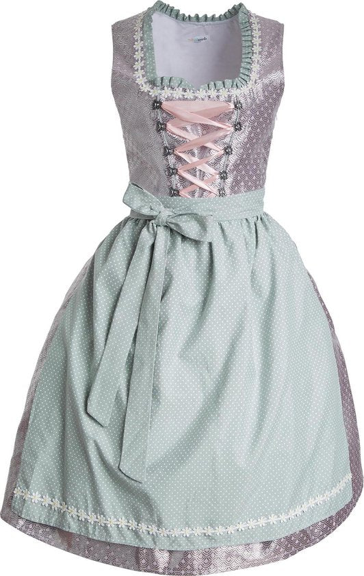 Dressforfun Midi-Dirndl Oberammergau model 2 L - verkleedkleding kostuum halloween verkleden feestkleding carnavalskleding carnaval feestkledij partykleding - 304627