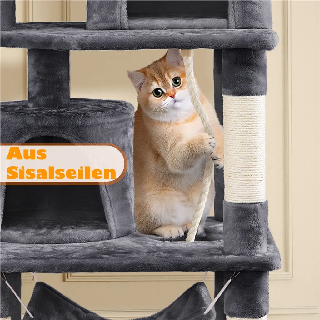 Yaheetech Krabpaal 158cm - Multi-Level - Sisal - Platforms - Donkergrijs