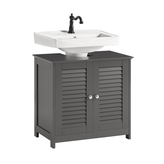SoBuy Wastafelmeubel - 2 Deuren En 2 Laags - Grijs - 60x35x58cm