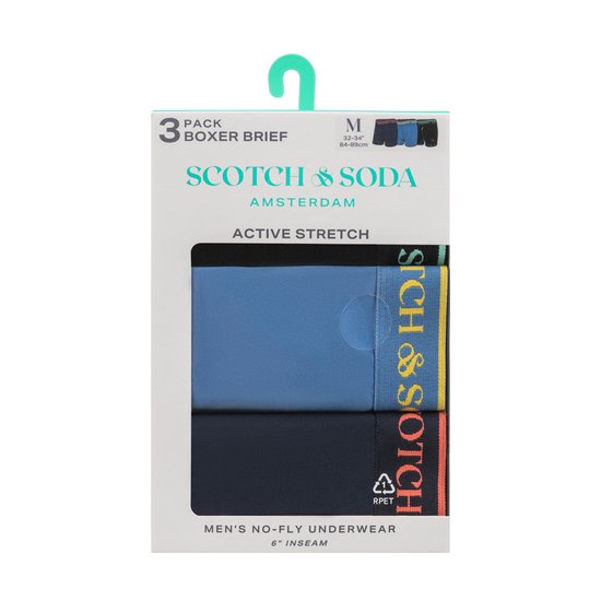 Scotch & Soda Active Stretch Boxershort – Heren – 3-pack – Performance Fit – Multi Maat S