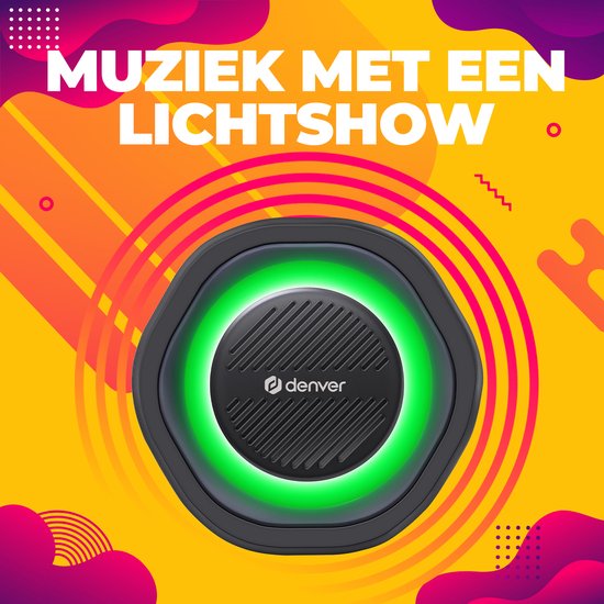 Denver Bluetooth Speaker Draadloos - Lichteffecten - Muziek Box - AUX - TWS Pairing - BTV223B