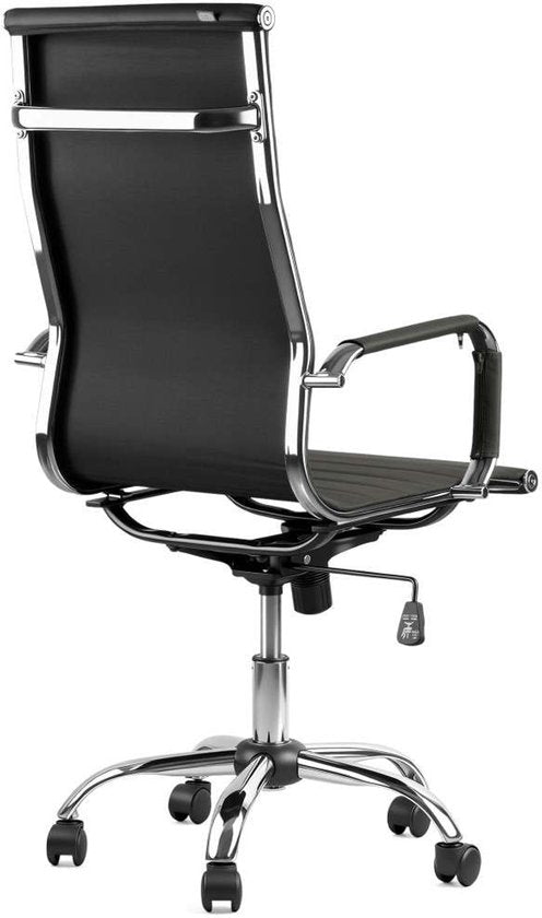 Feel Furniture - Luxe Bureaustoel - Hoge Rugleuning - Donkergrijs met Zilveren Frame