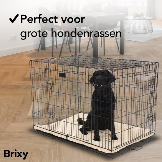 Brixy Hondenbench - Bench Voor Honden - Maat L - Opvouwbaar - 91 x 58 x 65 CM - 2 Deuren - Zwart