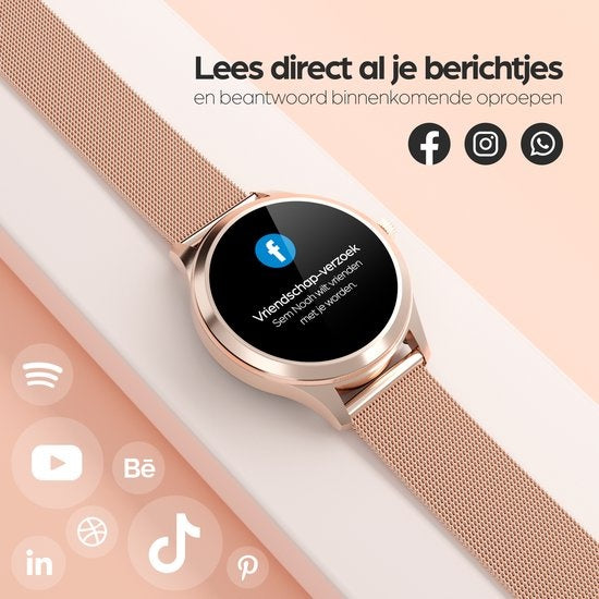 Actyve Smartwatch – Gezondheids- & Sportfuncties – 240 uur batterij – 40 mm – Roségoud