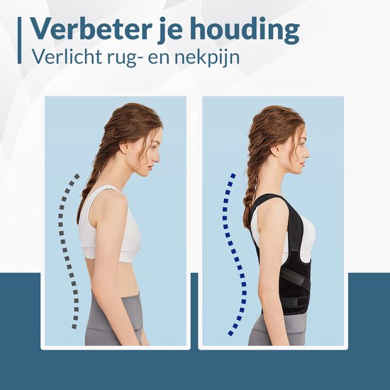 Caresense Rugbrace Man & Vrouw verstelbaar - Postuur corrector - Schouderbraces - Houding correctie brace - maat L