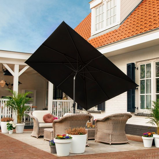 VONROC Stokparasol – Kantelbaar  – 280 x 280 x 245 cm – Zwart