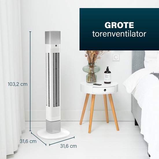Slimme Torenventilator – Bladloos – Met App & Afstandsbediening – Timer – Energiezuinig – Princess 358275 – Wit