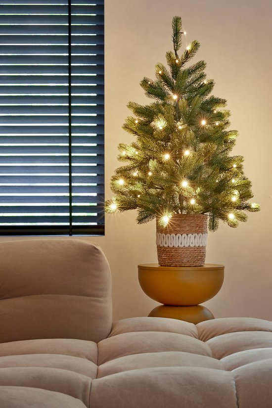Black Box Trees Nagoya Kunstkerstboom met Verlichting - Kunstboom H90 x D42 cm - Kunst Kerstboom in Kunststof Pot - Kerstdecoratie voor Binnen - met Batterij en Timer - 175 Tips - Groen