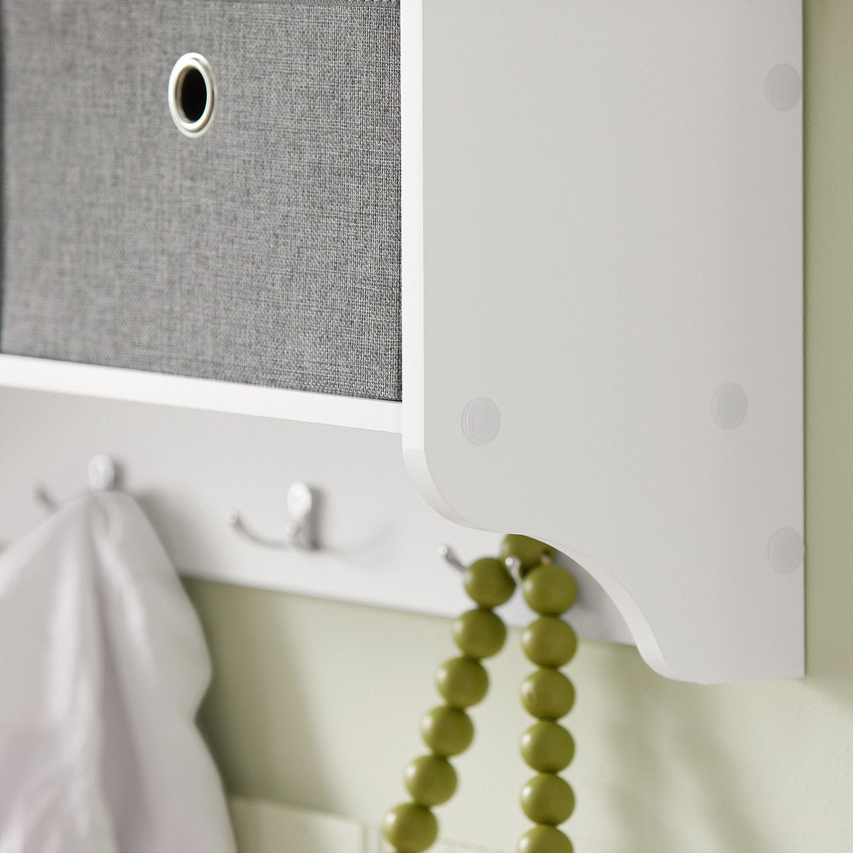 SoBuy FRG282-W Wandkapstok met 3 Lades – Kapstok met 5 Haken & Opbergvakken, Wandrek Halmeubel, Wit-Grijs, 100x20x30cm