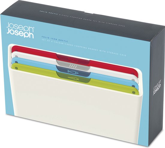 Joseph Joseph - Cadeauset Folio Icon 4 Snijplanken in Houder Arctisch Wit - Polypropyleen - Wit