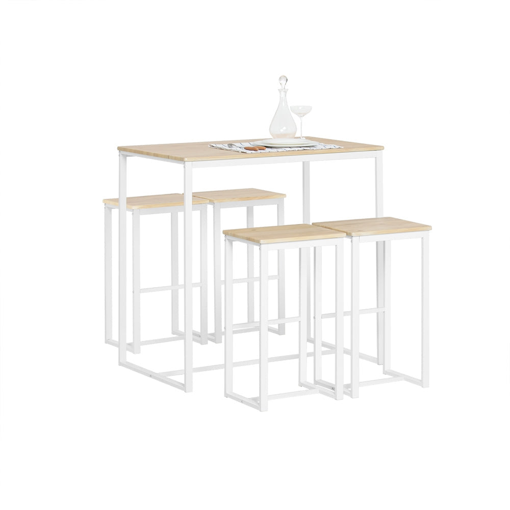 SoBuy Bartafel + 4 Krukken  - Modern - max. 120 kg - Wit / Bruin