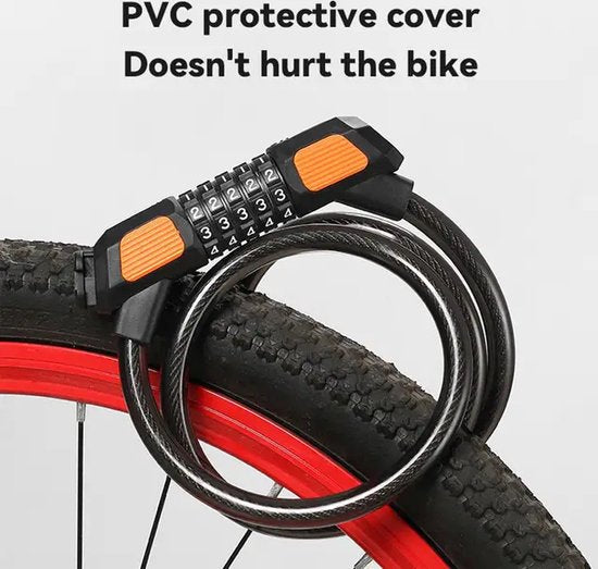 Garpex® Fietsslot Cijferslot - Cijfer Slot Fiets of Electrische Step - Kabelslot Hangslot - Zwart met Beugelbevestiging