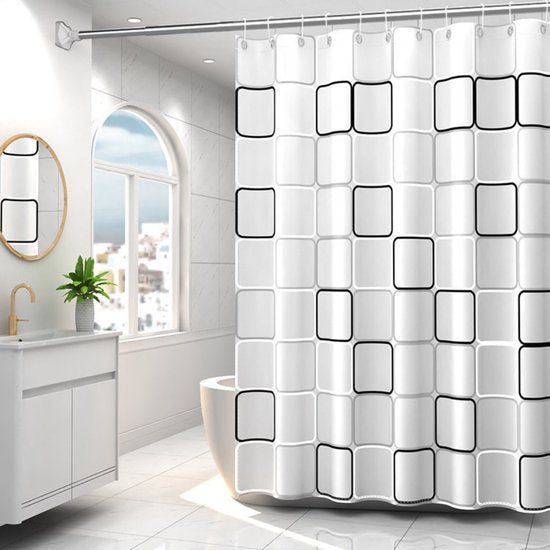 VAIVE Douchegordijn Anti Schimmel 180x200 cm – Douchegordijnen – Waterdicht - Inclusief ringen
